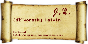 Jávorszky Malvin névjegykártya